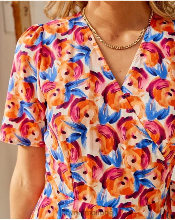 Polin et moi robe midi fleurs hannah orange 888X295 vêtements